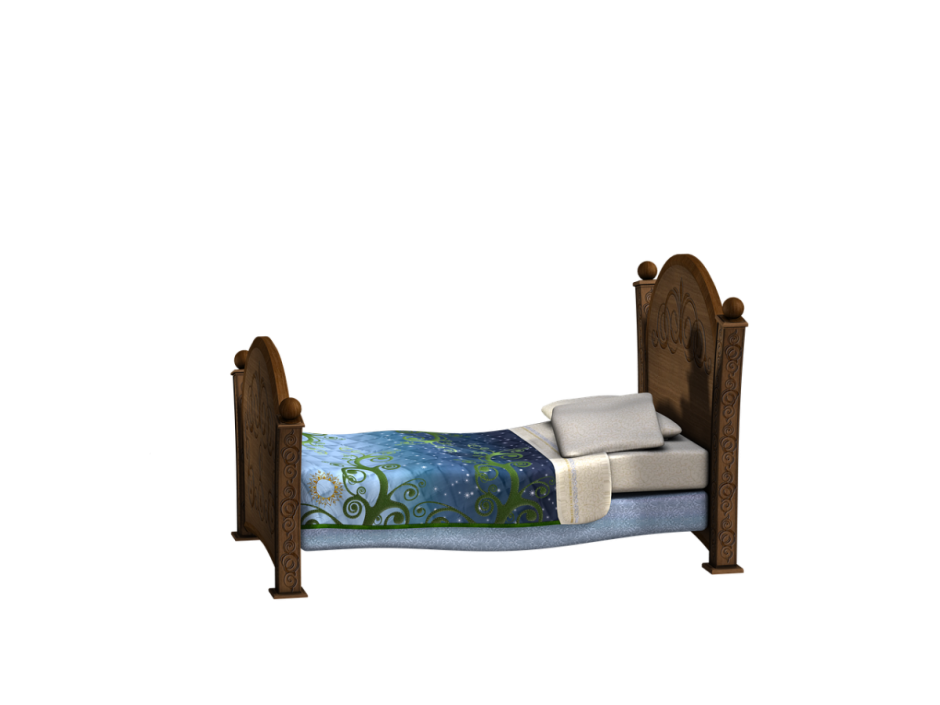 Кровать с боку в комнате