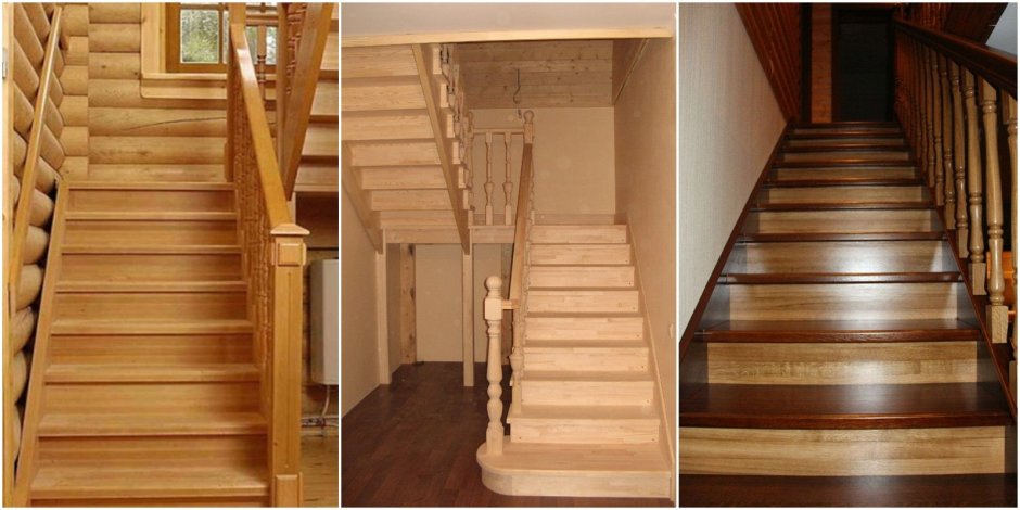 Лестница деревянная лакированная