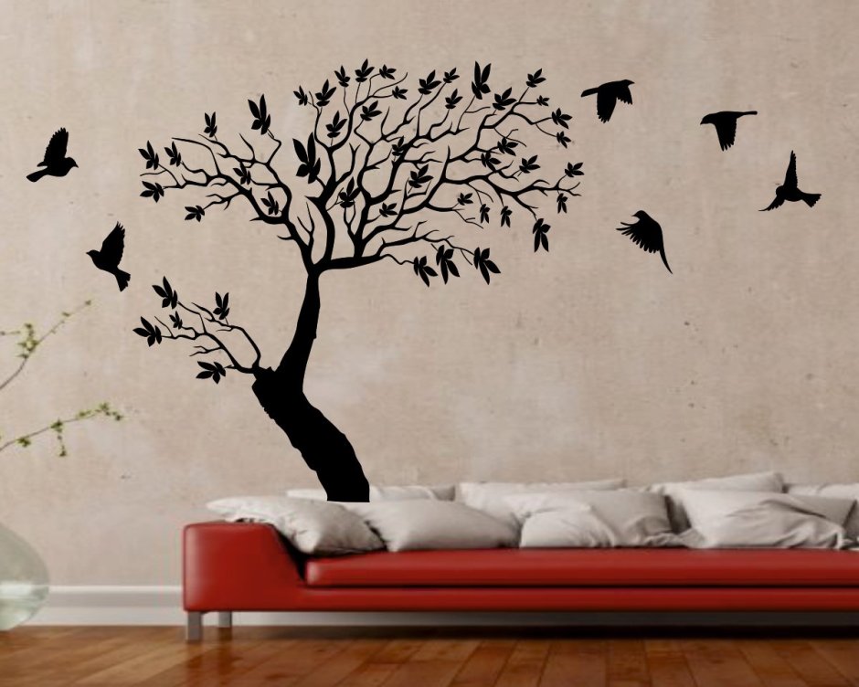 Рисунок дерева на стене - 64 фото