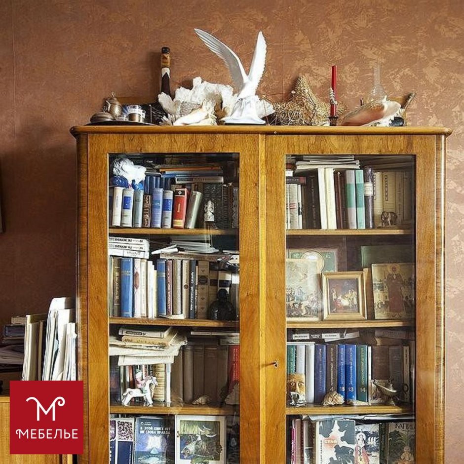 Советский книжный шкаф с книгами