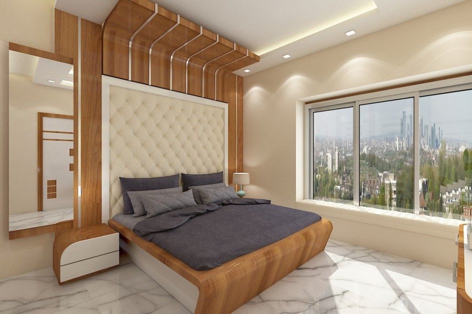 Bed beside Wall from Side