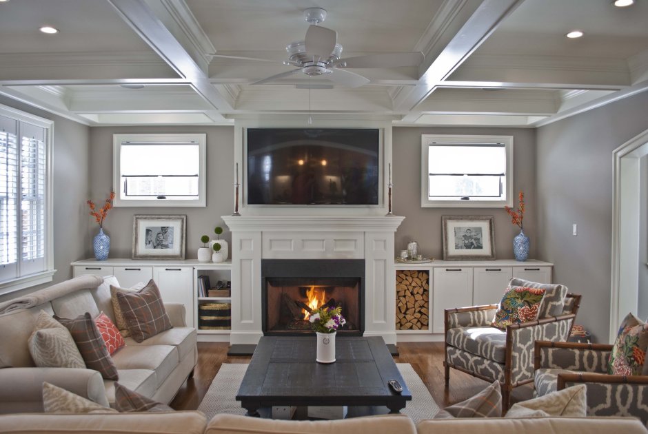 Fireplace in Living Rooms with Hi Fi