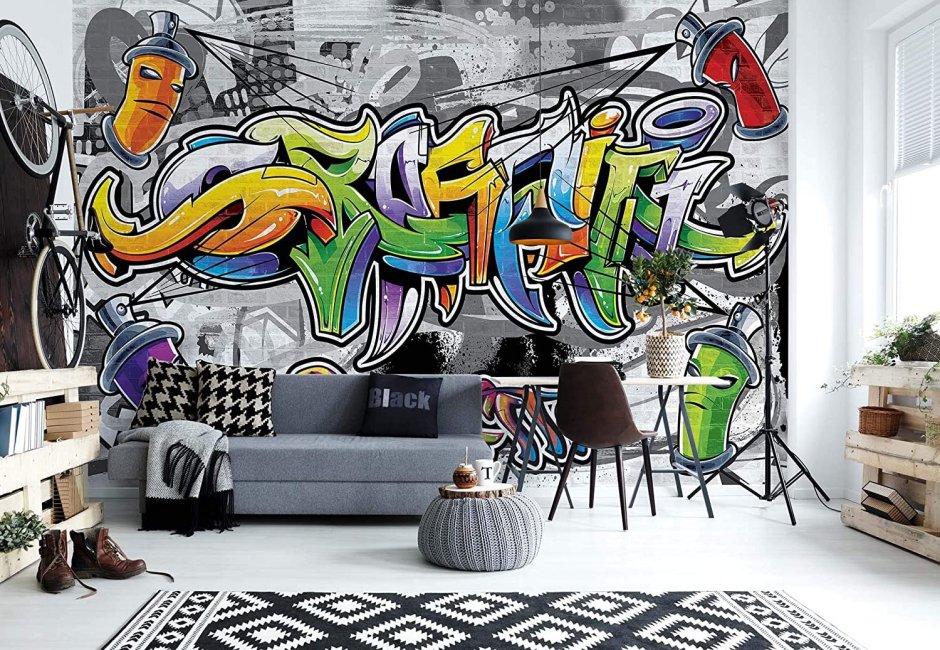Граффити в интерьере квартиры гангста