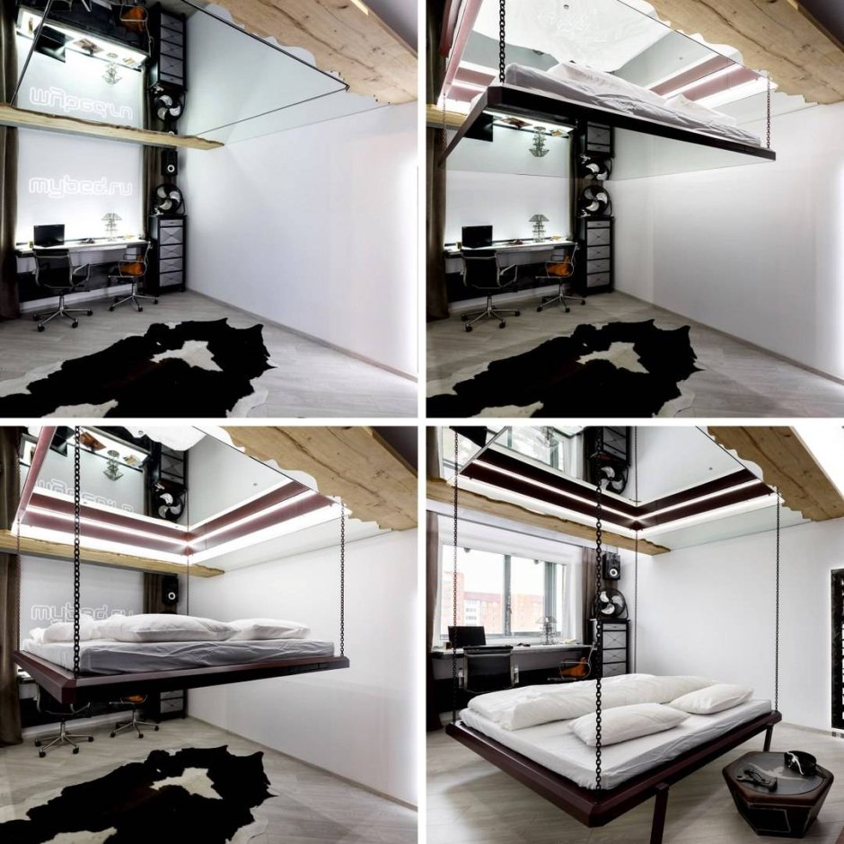 Подвесная кровать под потолком