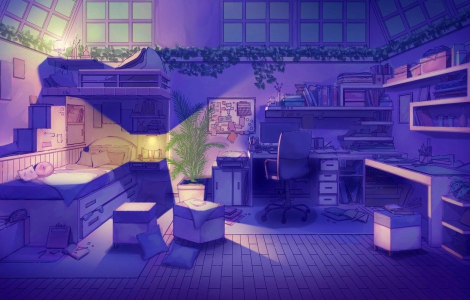 Фиолетовая комната аниме