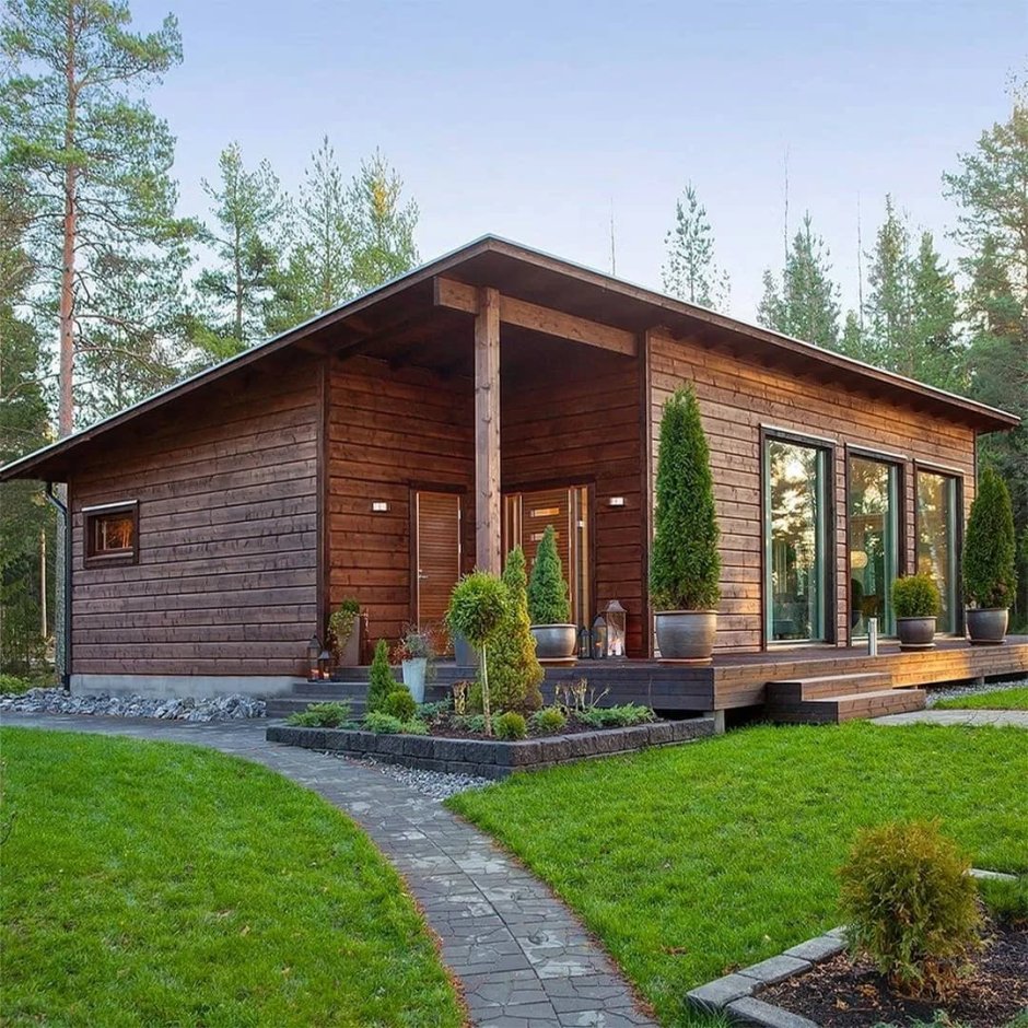 Дом с односкатной крышей Скандинавия