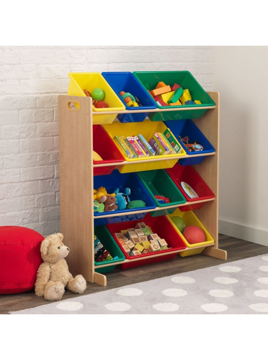 Стеллаж kidkraft sort it & Store it с 12 контейнерами 83х47х100 см
