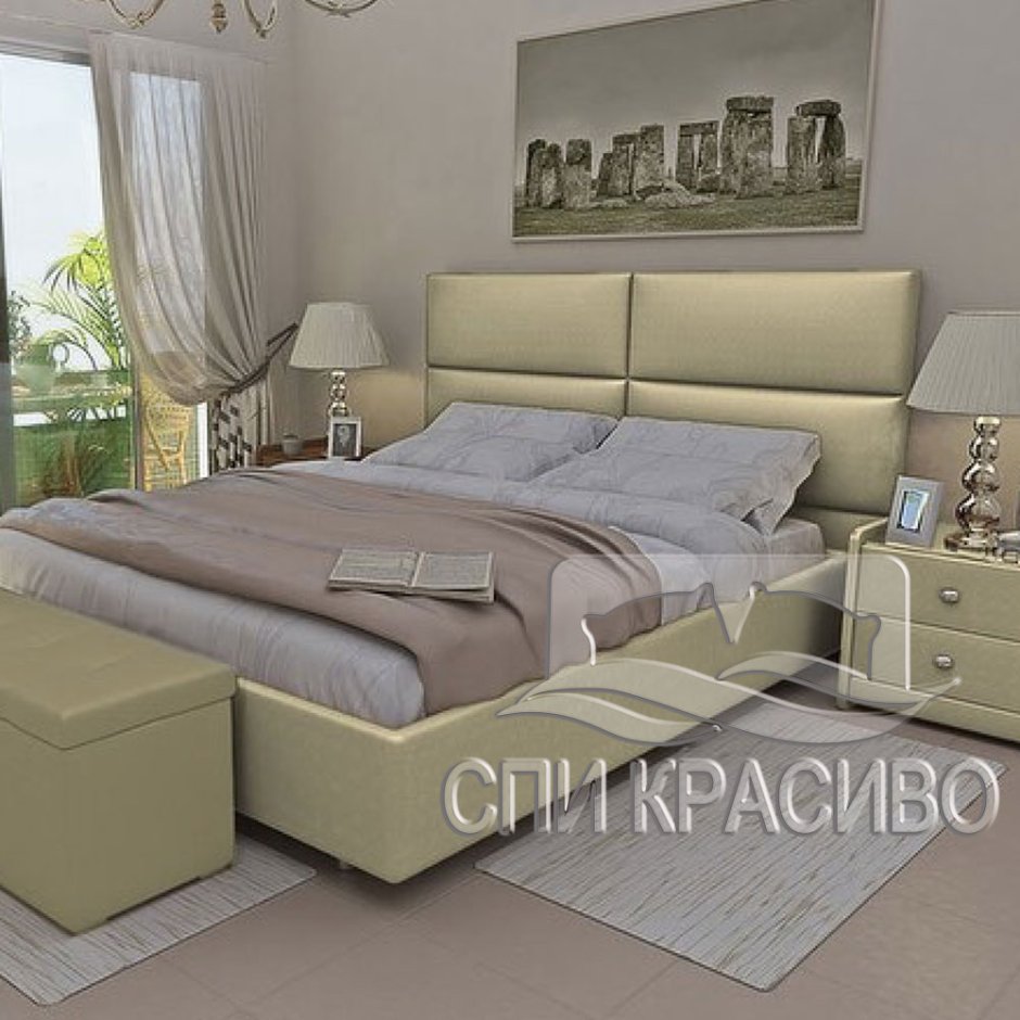 Аскона кровать Каролина синяя