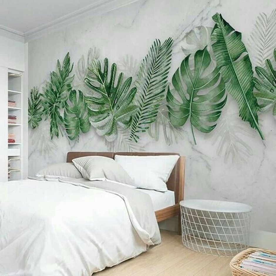 Роспись стен тропические листья