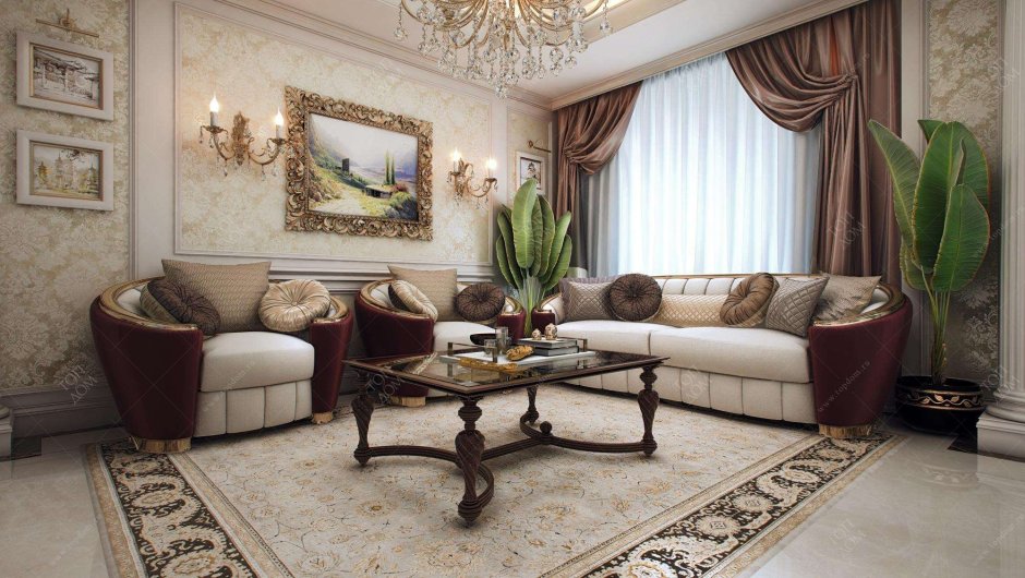 Обои классические для гостиной