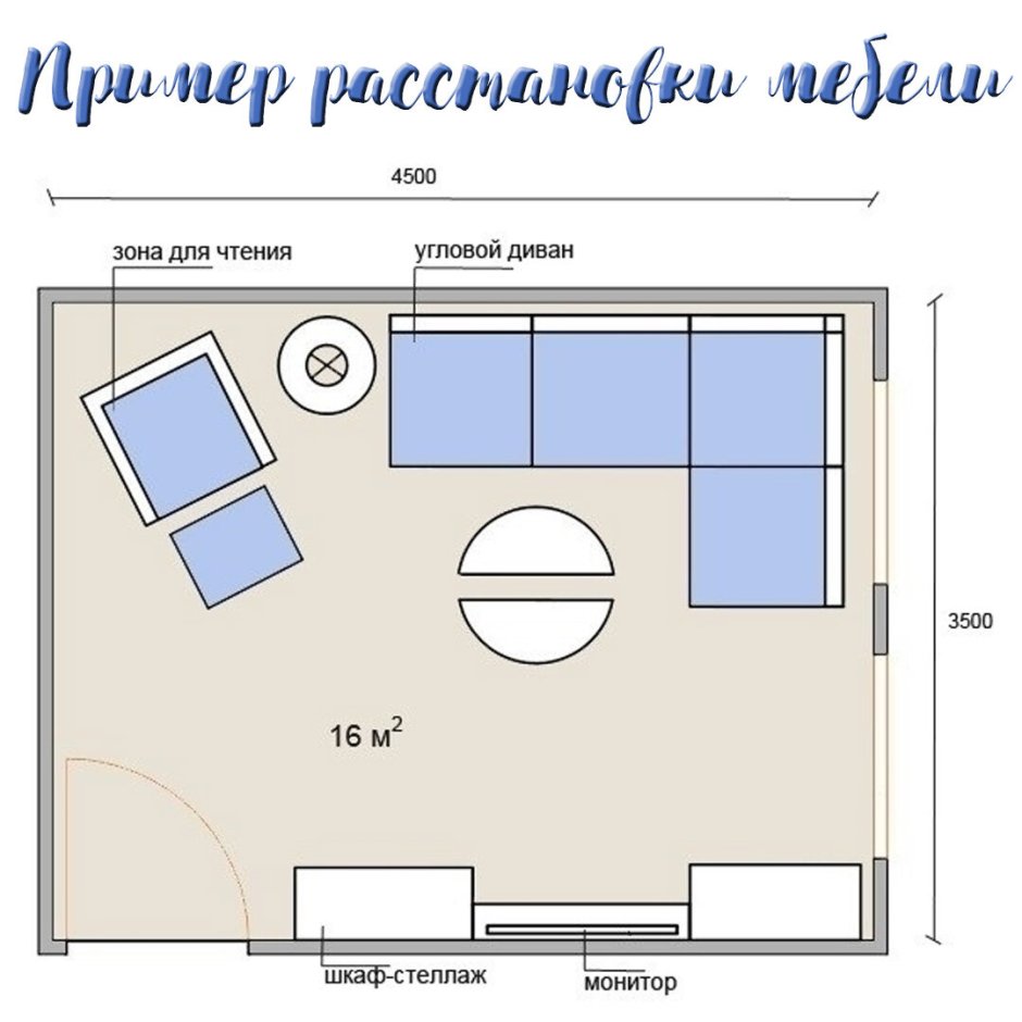 План гостиной с размерами