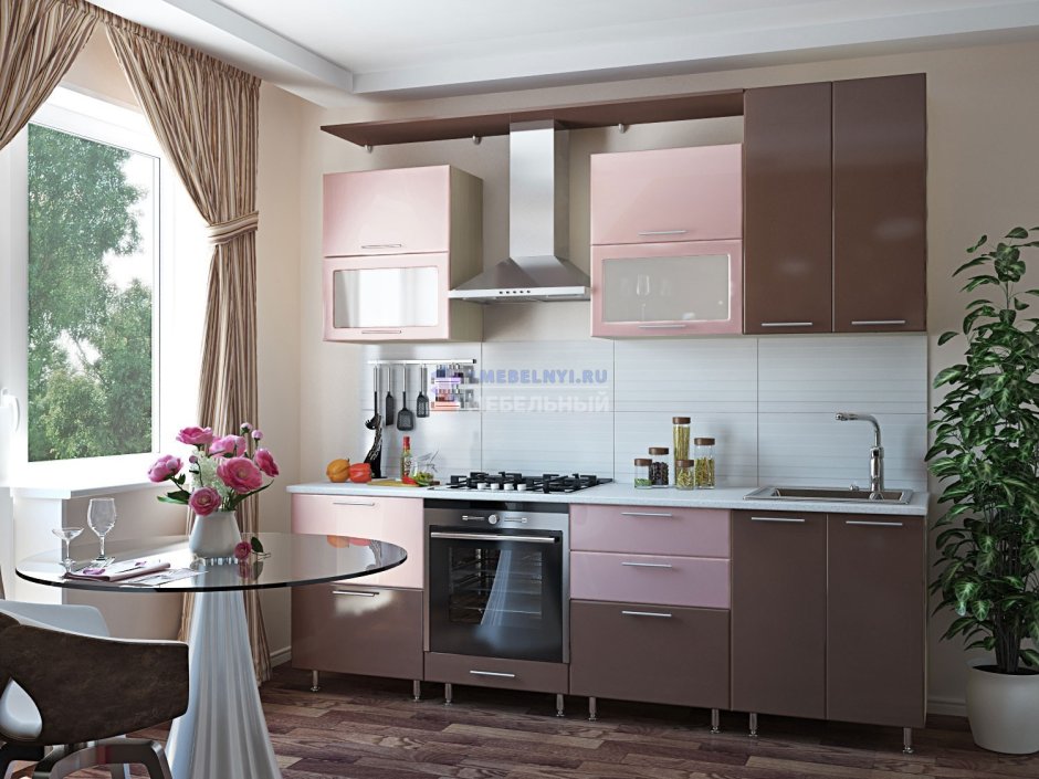 Кухня в розовом цвете