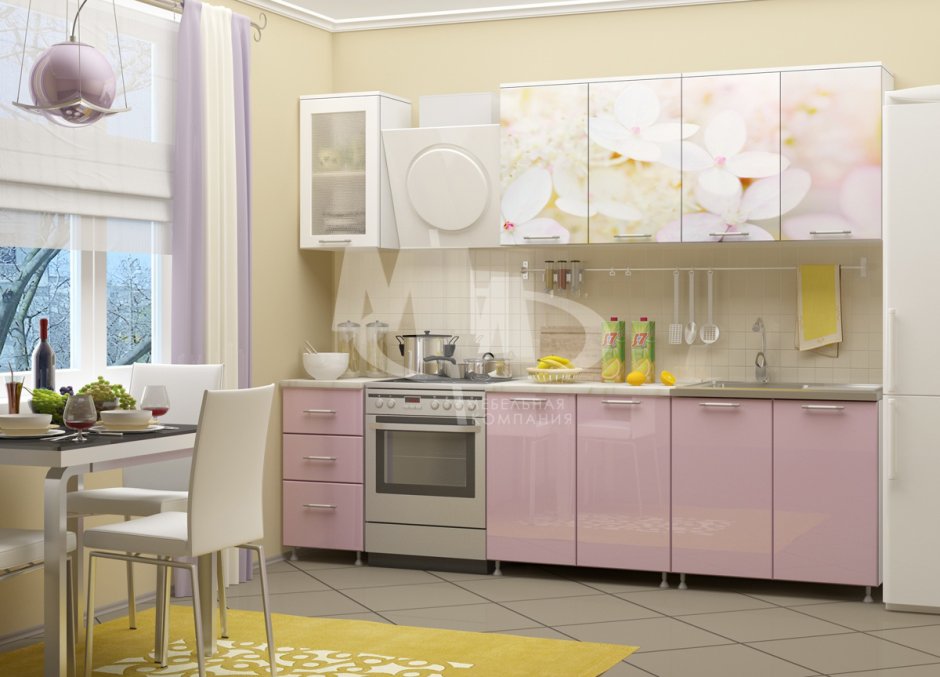 Кухонный гарнитур волна фиолетовый металлик 2200