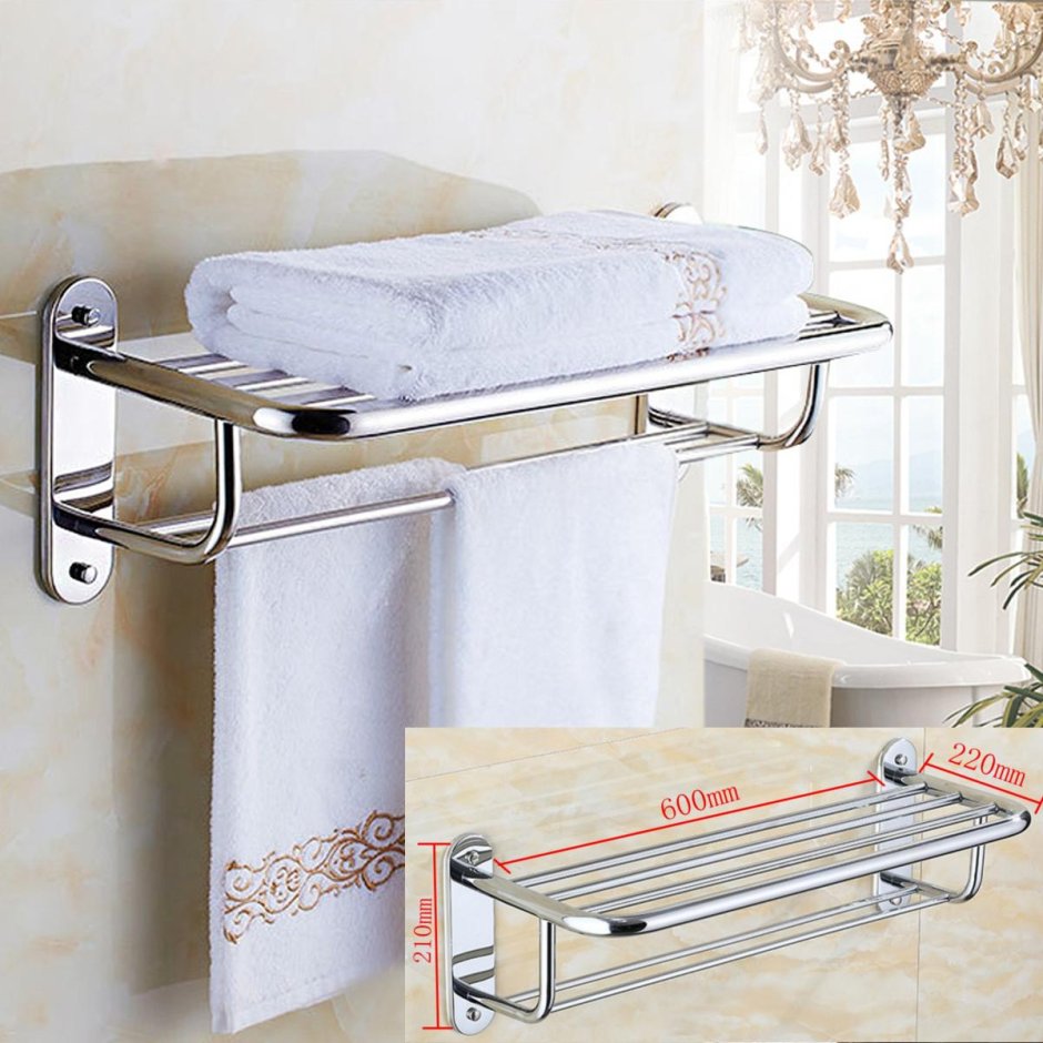 Jieshalang Towel Holder 304 Stainless Steel Single Bar Bathroom Shelf Multifunctional Multilayer Bars