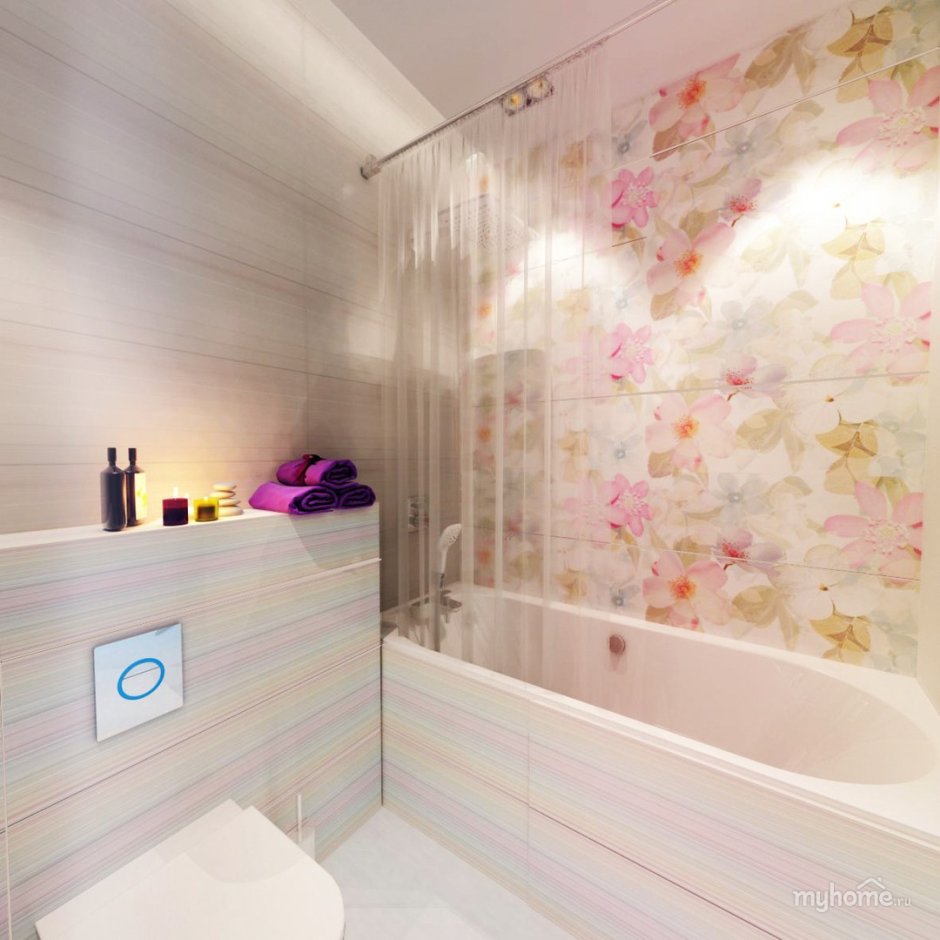 Плитка с цветами для ванной комнаты