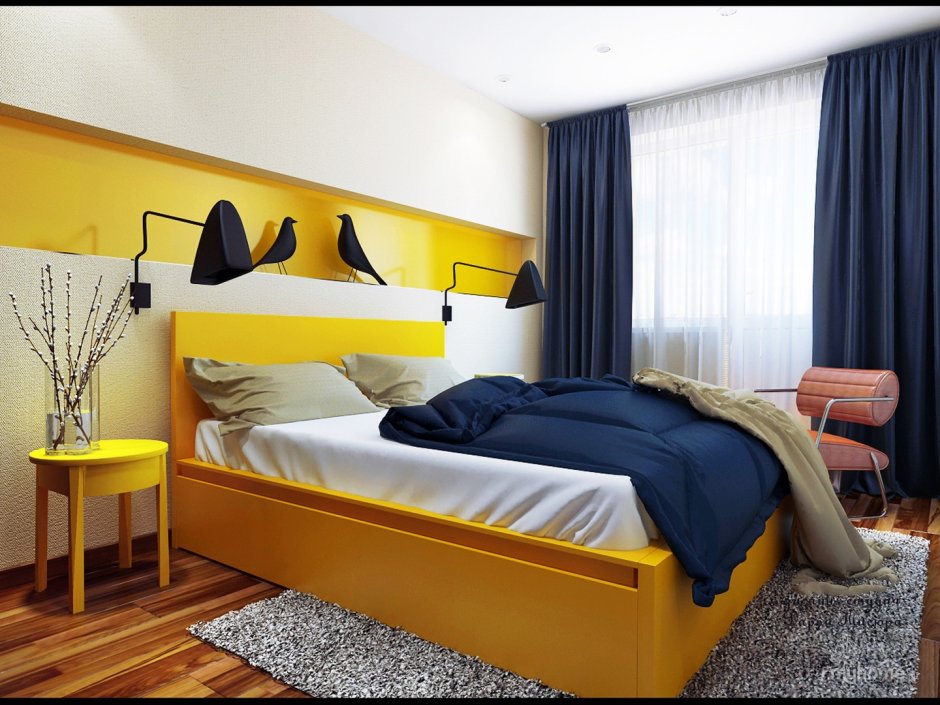 Кровать желтая