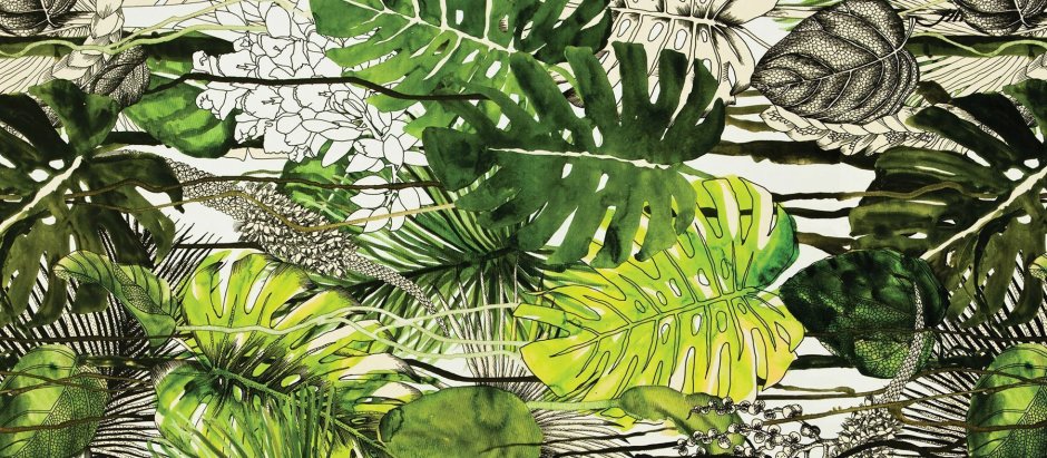 Мрамор и тропические листья