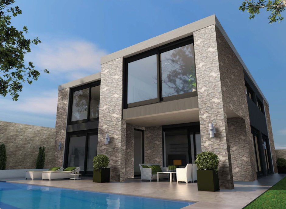 Фасад керамогранит коттедж