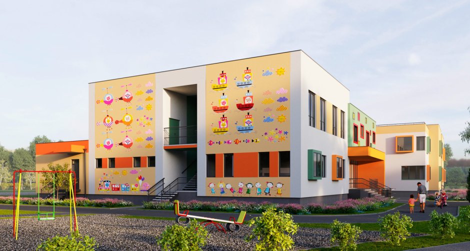 Оформление фасада детского сада