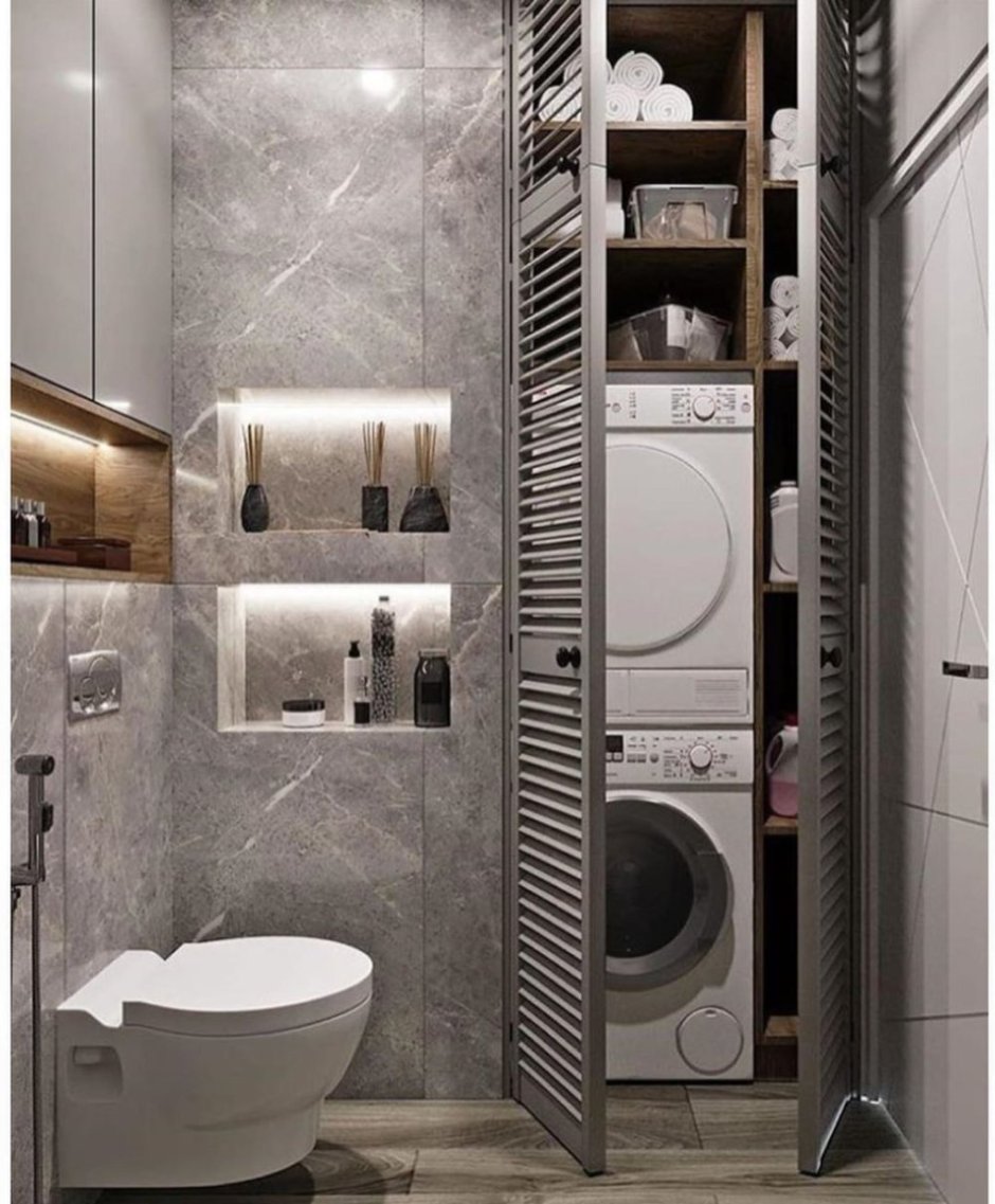 Ванная комната со стиральной и сушильной машиной