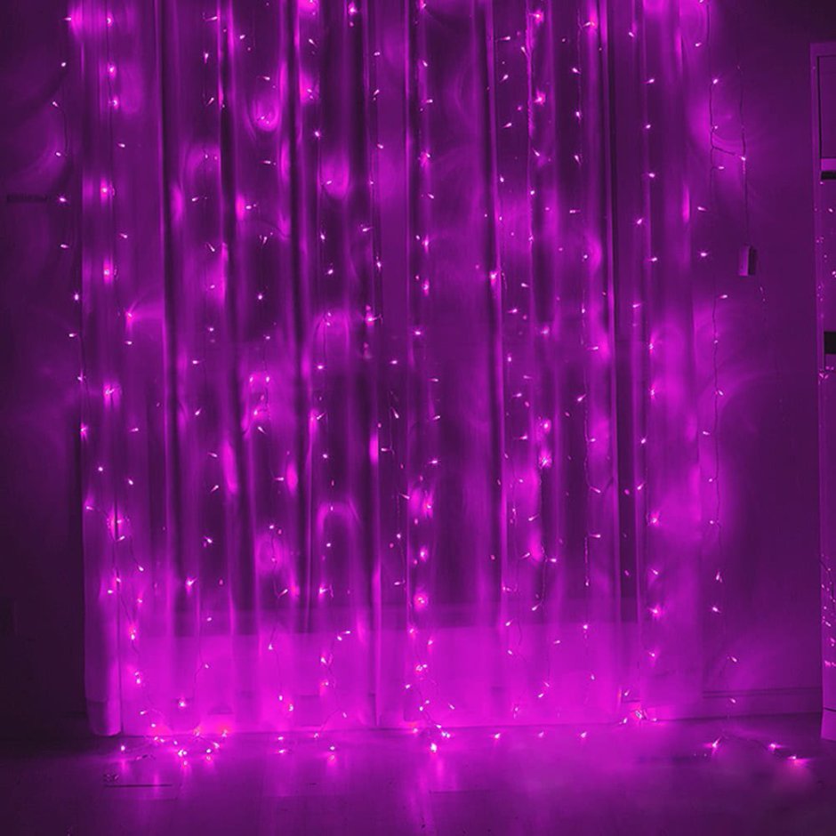 Гирлянда штора фиолетовая
