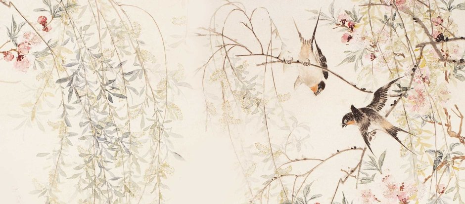Японская живопись Шинуазри Колибри