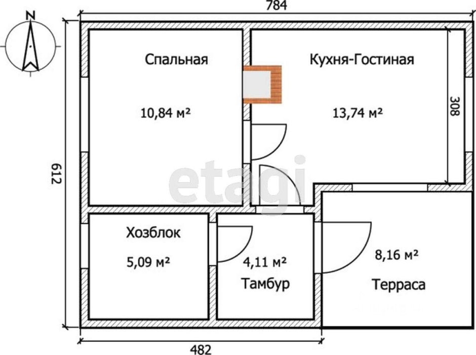 Схема одноэтажного дома с печью