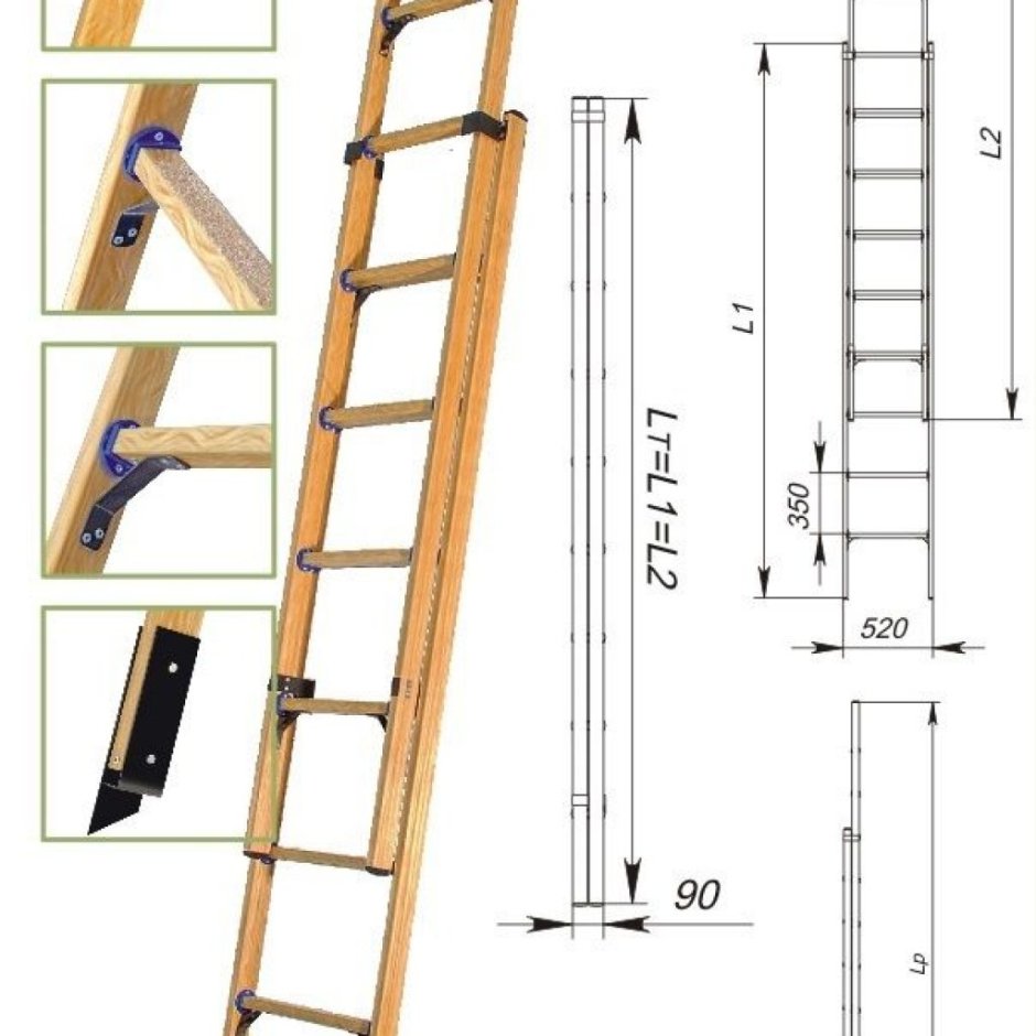 Схема испытания приставной лестницы