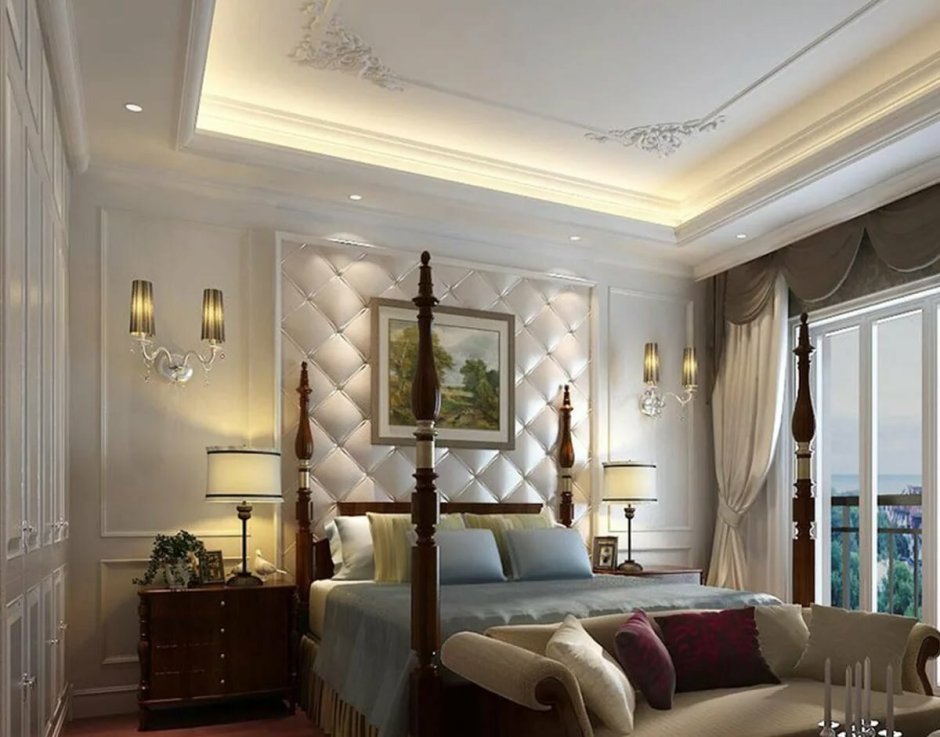 Потолки в спальне в классическом стиле