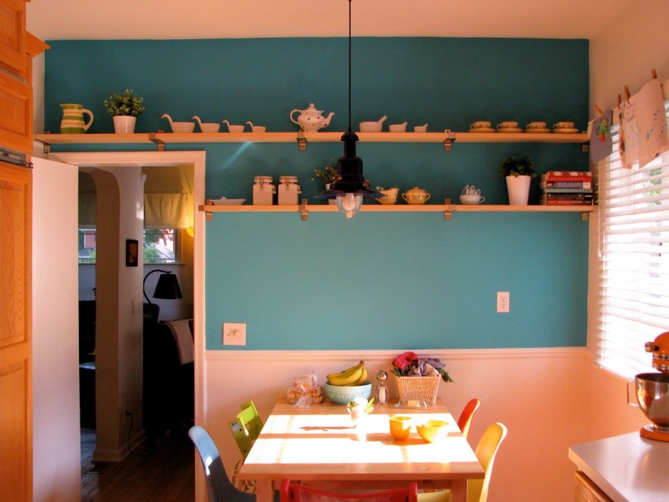 Стены на кухне краска оранжевая