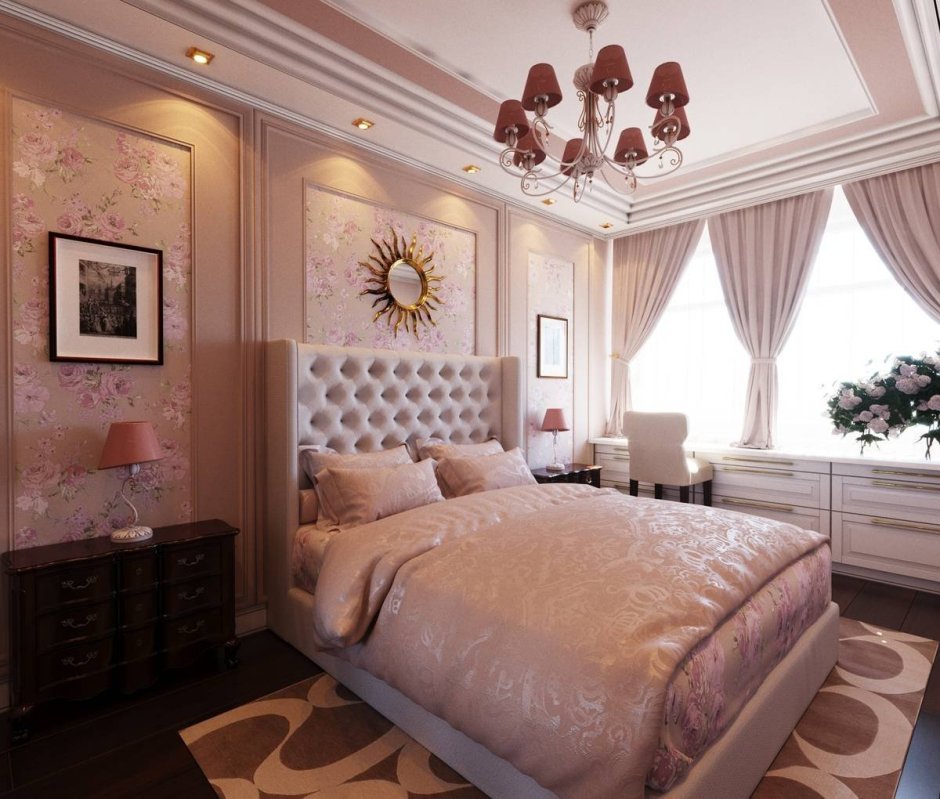 Спальня в современном стиле пудровая