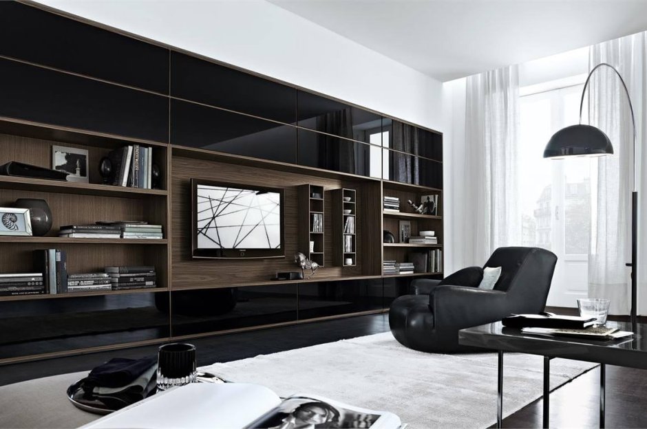 Стенка во всю стену для гостиной