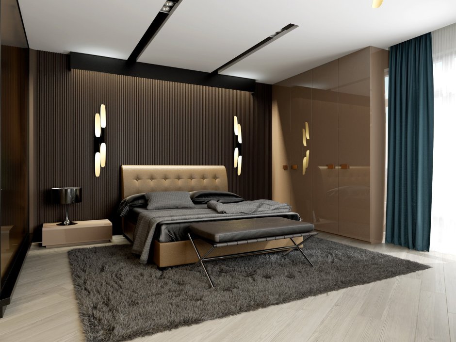 Спальня в современном стиле в светлых тонах