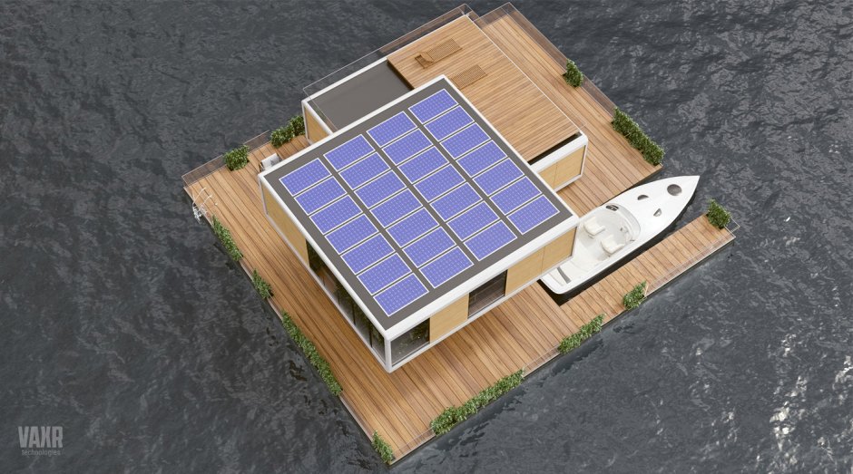 Плавучий эко-дом WATERNEST 100 на солнечных батареях