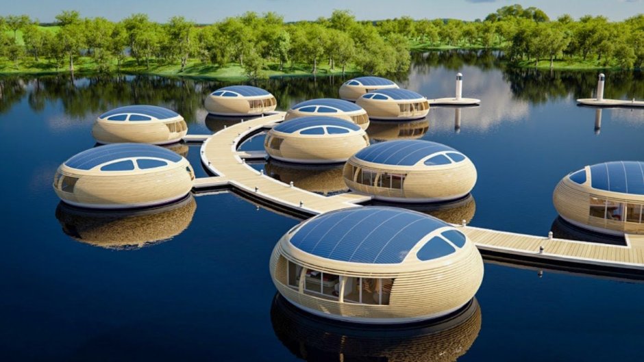 Плавучий эко-дом WATERNEST 100 на солнечных батареях