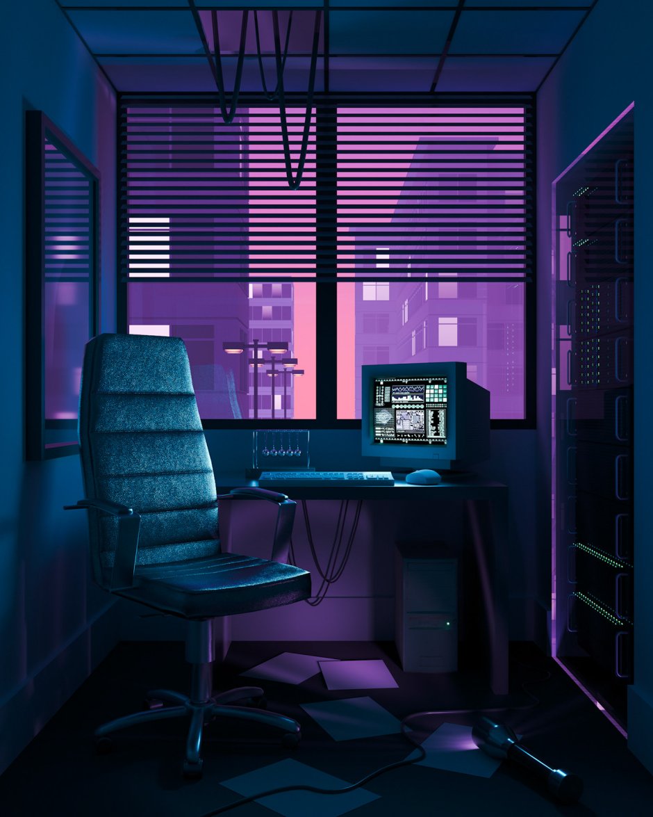 Cyberpunk комната неон