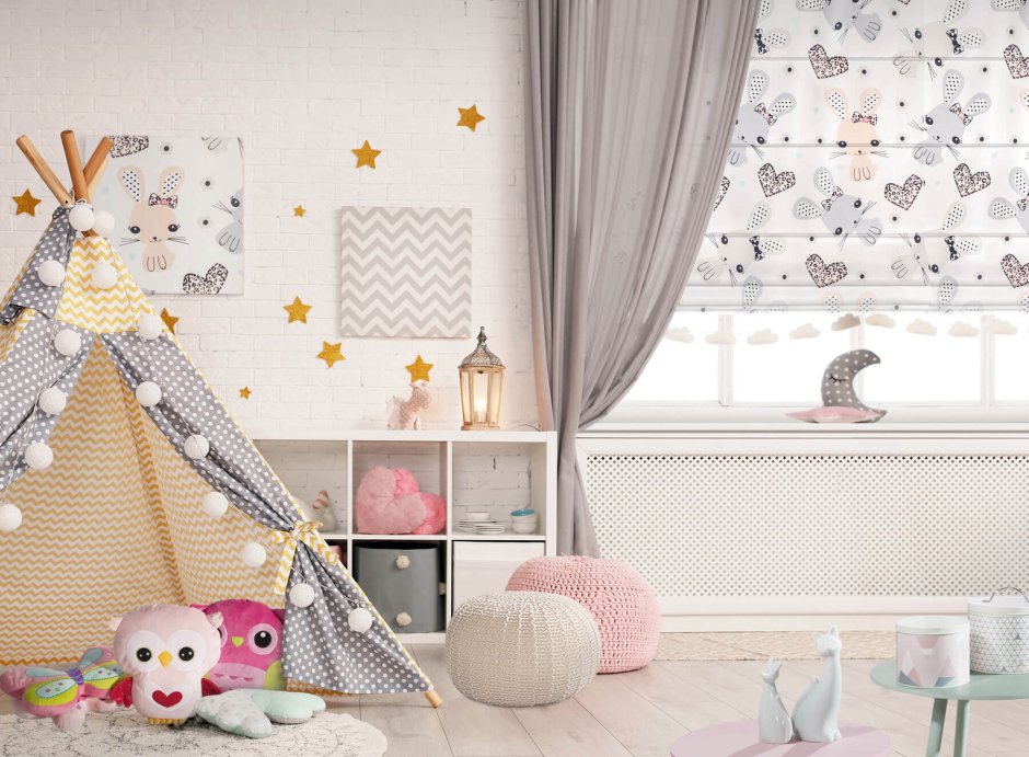 Серые шторы в детскую комнату