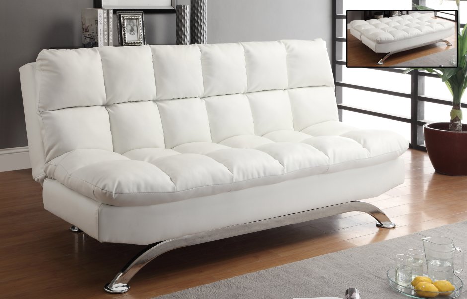 Белый диван из экокожи