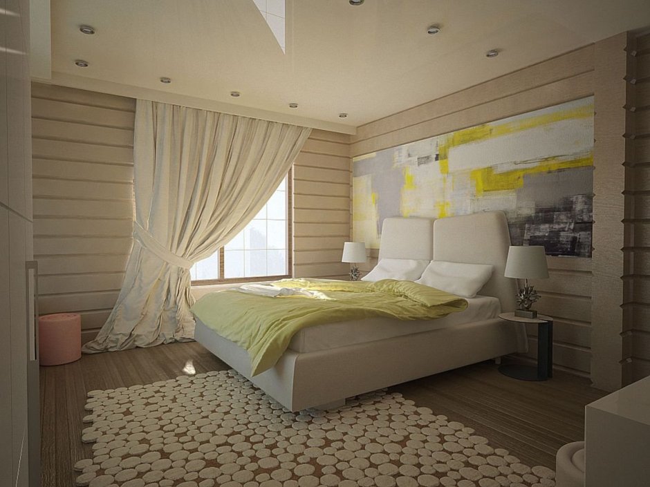 Идея интерьера спальни в частном доме