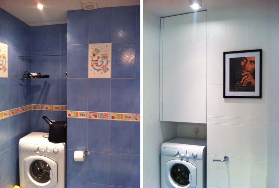 Комбинированная ванная комната с покраской и плиткой
