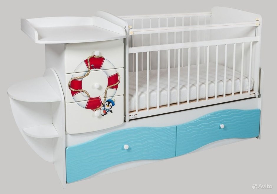 Кроватка трансформер для новорожденных с пеленальным столиком