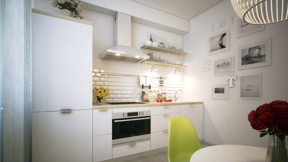 Интерьер кухни в однокомнатной квартиры 40 кв.м