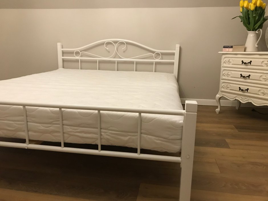 Кровать кованая Канцона Canzona белая основание 120 см x 200 см
