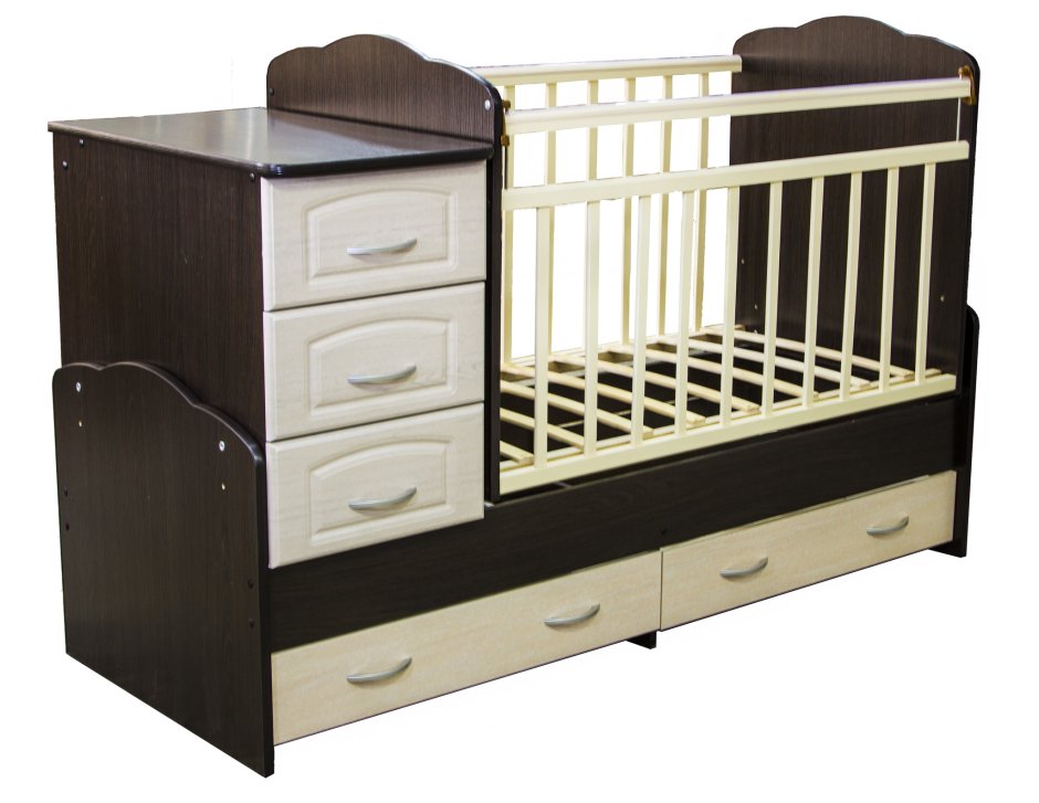 Кроватка детская Polini Kids simple 1100 с комодом белый