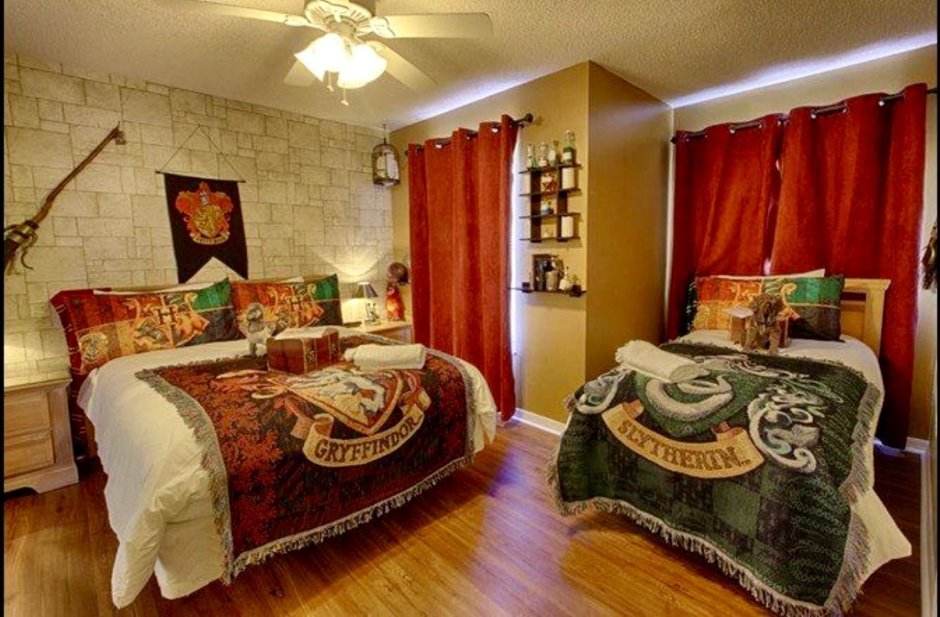 Спальня в стиле Гарри Поттера Слизерин