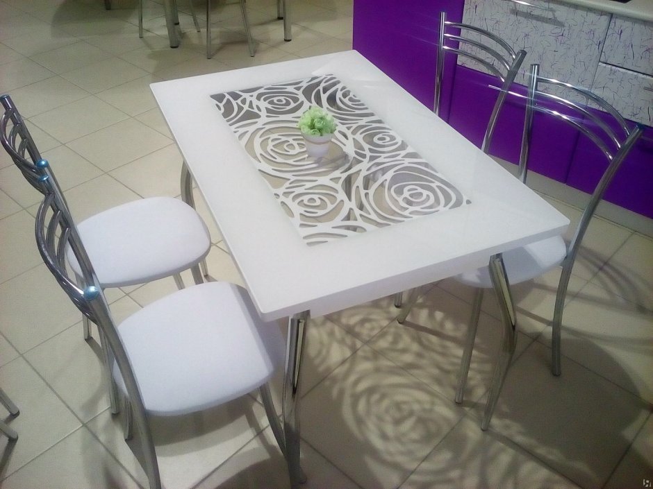 Стол обеденный ажурный белый мебель Катрин