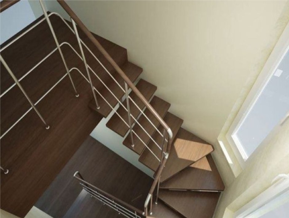 П-образная лестница с забежными ступенями металлическая