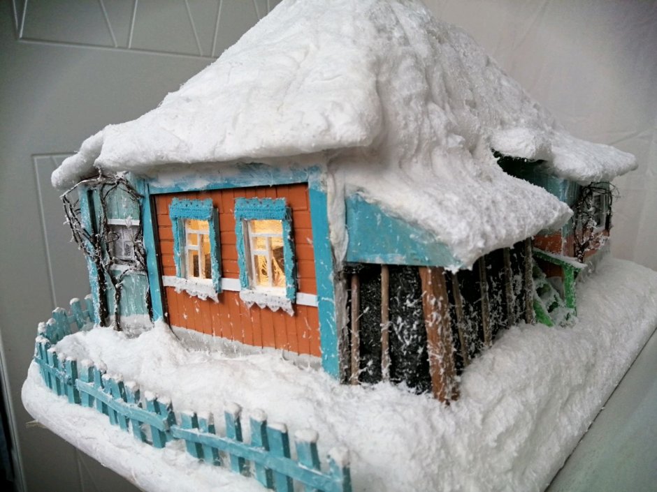 Зимний деревенский домик DIY