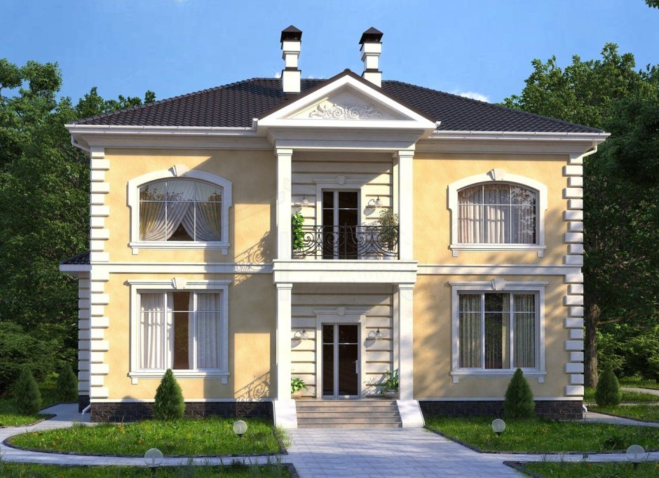 Фасады двухэтажных домов