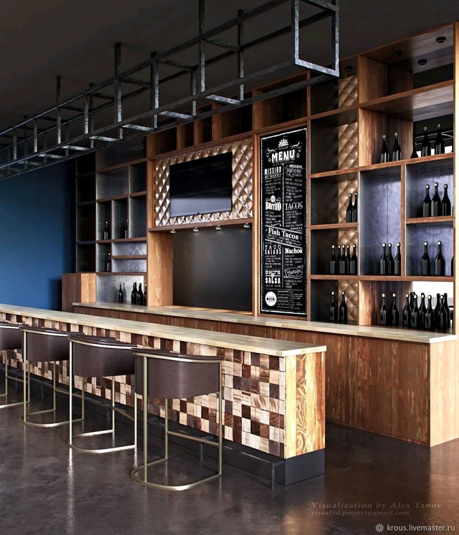 Барная стойка в баре лофт